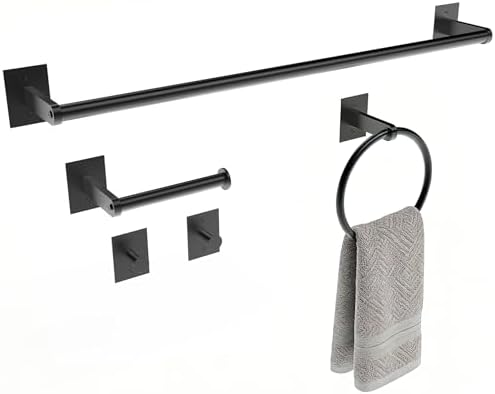 Bathroom accessories set with towel rack