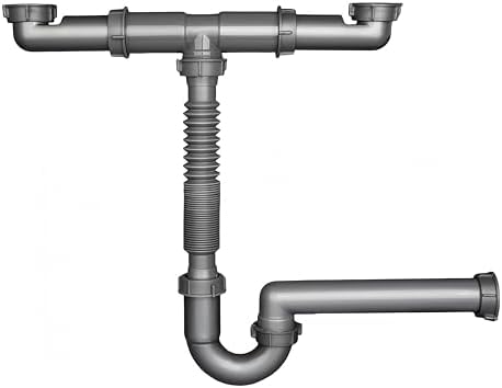 1-1/2 In Double Kitchen Sink Drain Kit, Flexible Wall-Outlet P-Trap by COLDDD