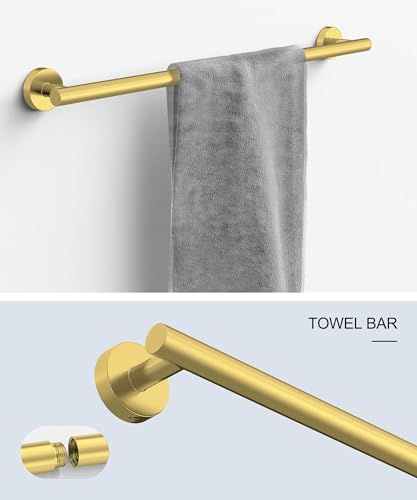5 Pcs Brushed Gold Bathroom Accessories Hardware Set SUS304 Stainless Steel - Image 2