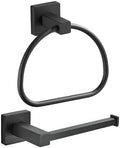 Leyden Black Toilet Paper Holder Towel Ring, Matte Bathroom Hand Towel Holder by Leyden