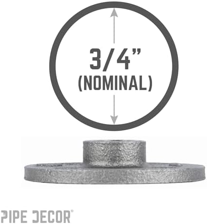 PIPE DECOR 3/4" Malleable Iron Floor Flange, Industrial Steel Grey Fits - Image 4