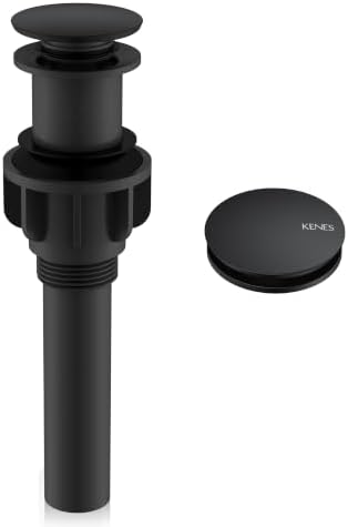 KENES Pop Up Bathroom Sink Drain Without Overflow, Matte Black Pop Up Drain by KENESBathroomKitchen