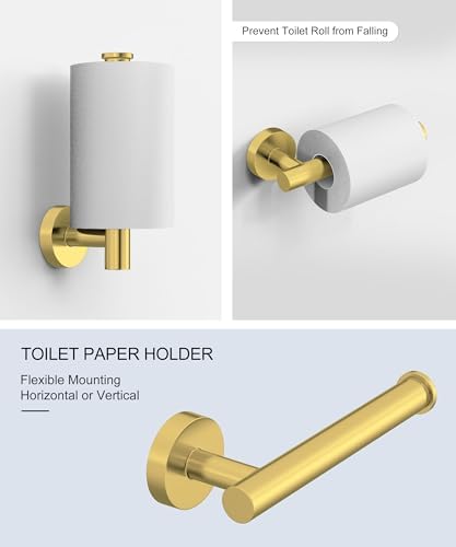 6 Pcs Brushed Gold Bathroom Accessories Hardware Set SUS304 Stainless Steel - Image 4