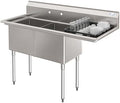 KoolMore 57 in. 16-Gauge 2-Compartment Commercial Sink by KoolMore