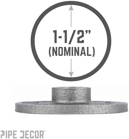 PIPE DECOR 1-1/2" Malleable Iron Floor Flange 4 Pack, Industrial Steel Grey - Image 4