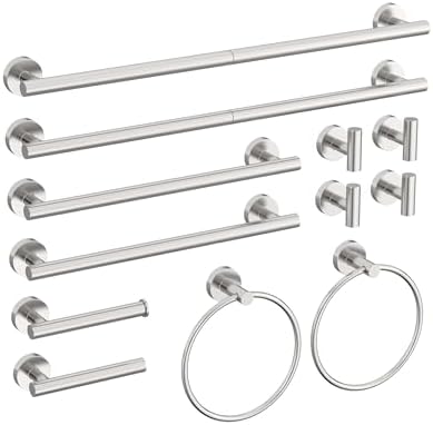 12 Pcs Brushed Nickel Bathroom Hardware Accessories Set by HOMEMYSTIQUE