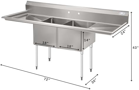 KoolMore 72 in. 16-Gauge Commercial Sink - Image 3