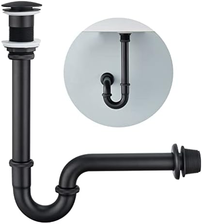 Brass P Trap with Bathroom Sink Stopper : 1-1/4 Sink Drain Bottle Trap Set No by Heixutas