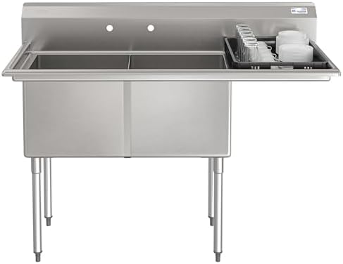 KoolMore 57 in. 16-Gauge 2-Compartment Commercial Sink - Image 2