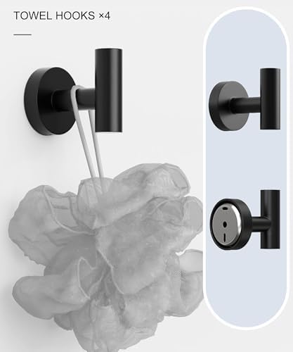 12 Pcs Matte Black Bathroom Hardware Accessories Set SUS304 Stainless Steel - Image 5