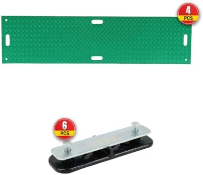 4 Pack 2' x 8' Green Ground Protection Mats w/Double Sided Diamond Plated Tread - Image 2