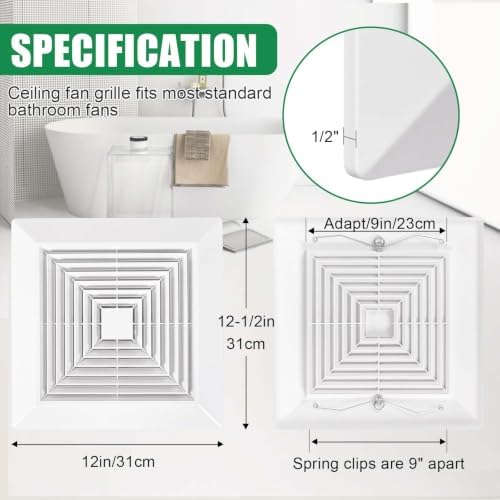 (Gloss-2P 12"x 12"Inch）Bathroom Exhaust Fan Cover - Image 2