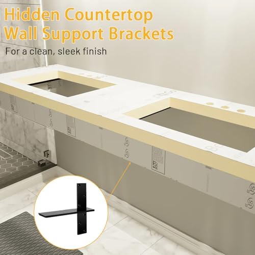 3/8" Thick Heavy-Duty Floating Shower Bench Brackets -18" L x 2.5" W Wall Mount - Image 5