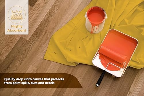 Canvas Drop Cloth for Painting 9x12 feet Pack of 2-8oz Painters Drop Cloths for - Image 2