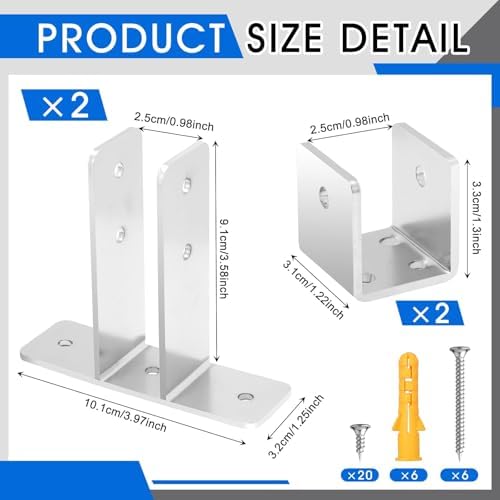 Blulu 8 Pcs Bathroom Partition Bracket 2-Ear U-Shape - Image 2