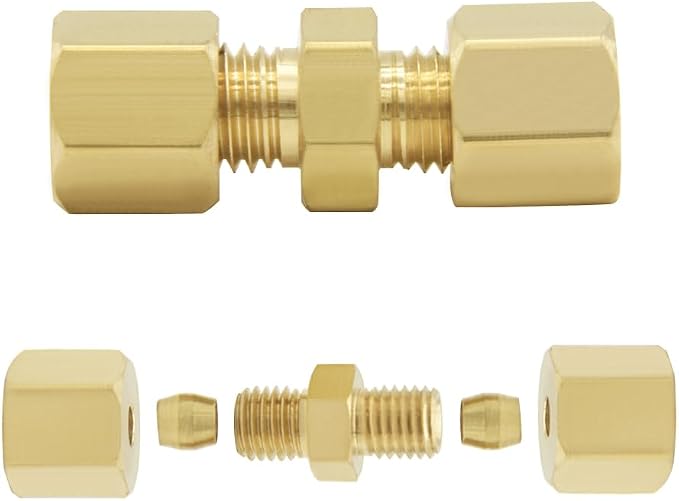 Hooshing 3PCS Brass Compression Tube Fitting 1/8" OD x 1/8" OD Connector - Image 3