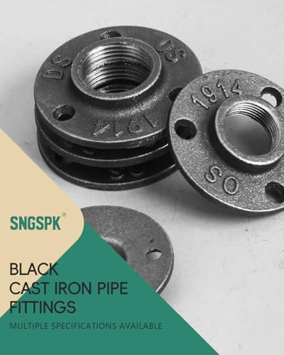 Black Cast Iron Floor Flange 1" Female Thread, 4 Pack Industrial Pipe Mounting - Image 2