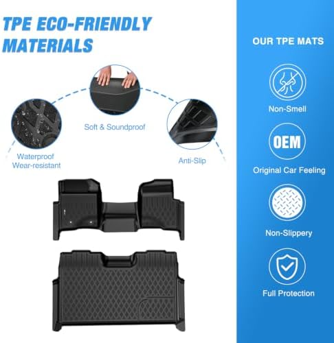 Nilight TPE Floor Mats for Ford F-150 F150 SuperCrew Cab Bench Seat - Image 3