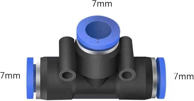 5 Pcs 7mm x 7mm x 7mm Pneumatic T Shaped 3 Way Tube Reducer Connector, Quick - Image 2
