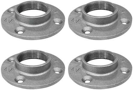 PIPE DECOR 2" Malleable Iron Floor Flange 4 Pack, Industrial Steel Grey Fits by PipeD%C3%A9cor