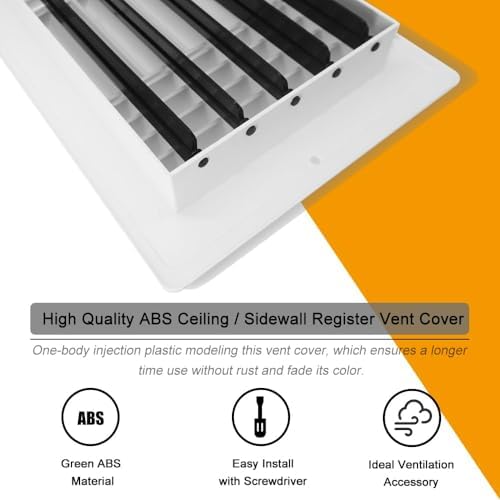 2 Pack 10x8 Inch FanGoFast Ceiling Register Wall Vent 3-Way Plastic Sidewall - Image 6