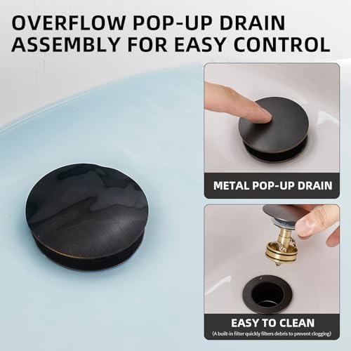 Pop Up Bathroom Sink Drain Assembly Without Overflow - Image 3