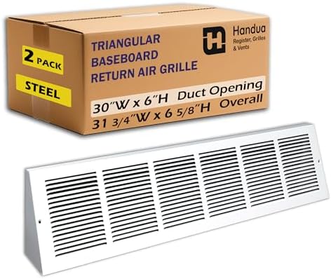 Fits 30x6 Duct Size | Steel Triangular Baseboard Return Air Grille by Handua | by Handua