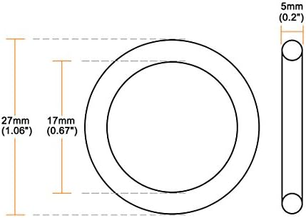 uxcell Nitrile Rubber O-Rings 27mm OD 17mm ID 5mm Width, Metric Sealing Gasket - Image 3