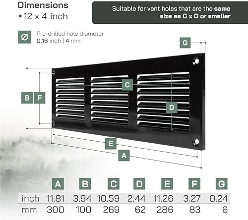 Vent Systems 12" x 4" Inch Scratch Resistant Black Metal Vent Cover - Image 2