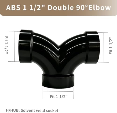 LESSO 1 1/2'' Double 90 Degree ABS Elbow, DWV Pipe Fittings - Image 2