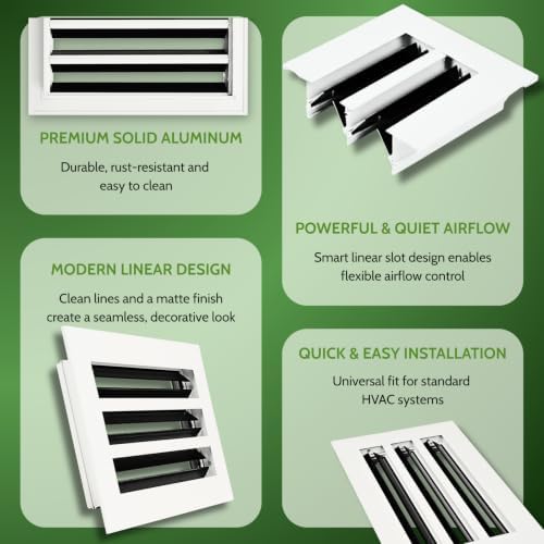 Modern Air Vent Cover 6x6 – Slim Design Aluminum Linear Slot Diffuser, - Image 6