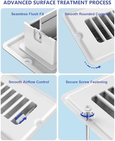 Floor Register 2x10, 4 Pack White Vent Covers - Image 3