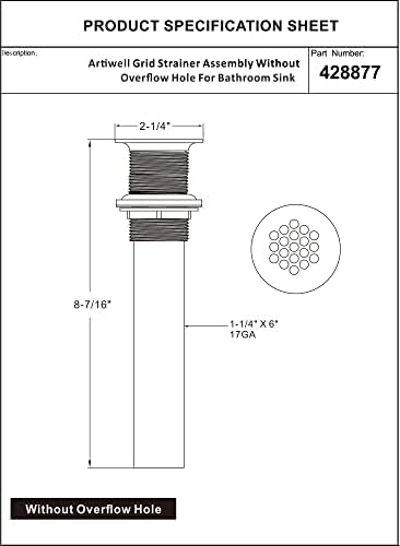 Grid Drain Strainer Assembly Without Overflow - Image 7