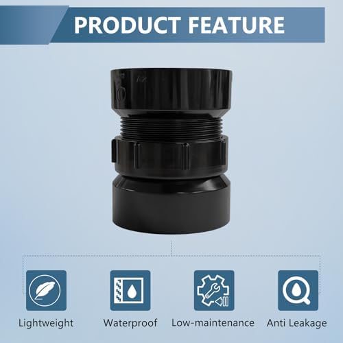 Lesso 1-1/2 Inch ABS P-Trap Union – HUB x HUB Connection, Detachable Sink Drain - Image 5