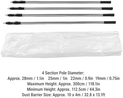 Asixxsix Dust Barrier Pole Kit, Retractable Zipper Wall Poles Kit - Image 7