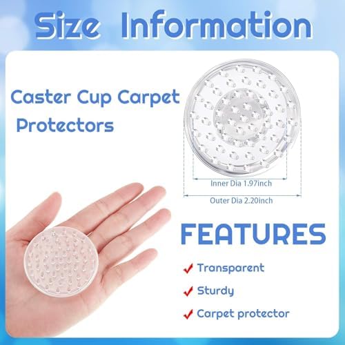 Jetec 24 Pcs Carpet Protectors Furniture Leg Spiked Caster Cups - Image 2