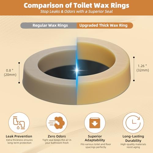 Hibbent 2 Pcs Universal Extra Thick Toilet Wax Ring, Wax Ring - Image 3