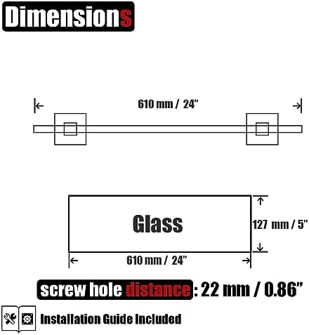JQK Bathroom Glass Shelf Black, Tempered Glass Shower Storage 24 by 5 inches - Image 3
