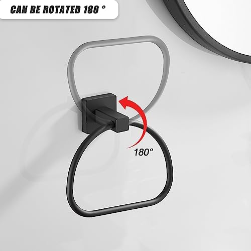 Leyden Black Toilet Paper Holder Towel Ring, Matte Bathroom Hand Towel Holder - Image 3