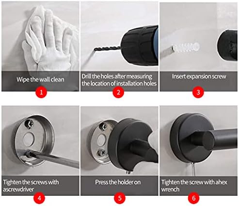 4pcs Matte Black Toilet Paper Holder and Towel Ring Set, Stainless Steel - Image 6