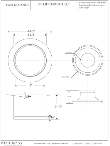 Westbrass A2082-12 3-1/2" Extra-Deep Collar Kitchen Sink Waste Disposal Flange - Image 2
