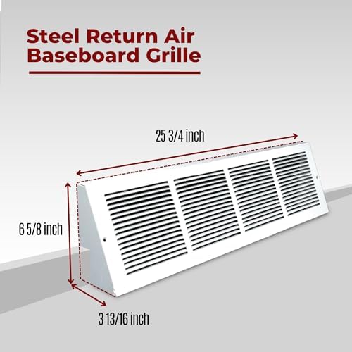 Fits 24x6 Duct Size | Steel Triangular Baseboard Return Air Grille by Handua | - Image 2