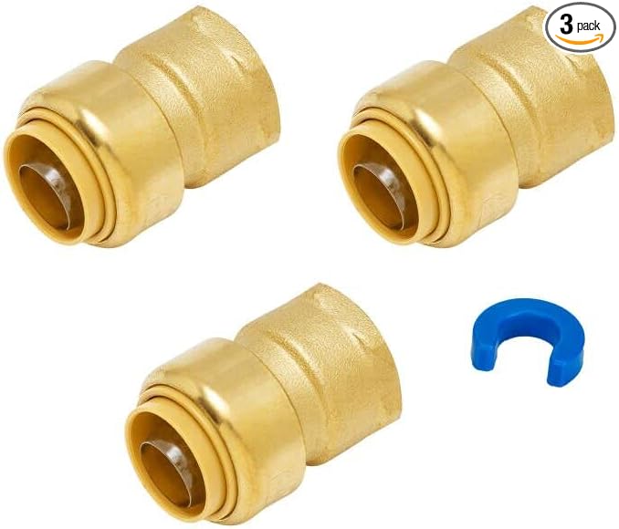 3-Pack 3/4 Inch Female Adapter, 3/4 Inch FNPT, Push-to-Connect | Brass by SUNGATOR