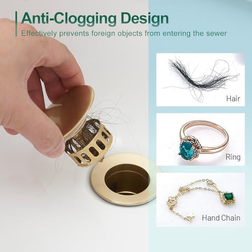 VOTON Bathroom Vessel Sink Pop Up Drain Without Overflow Assembly, Lavatory - Image 3