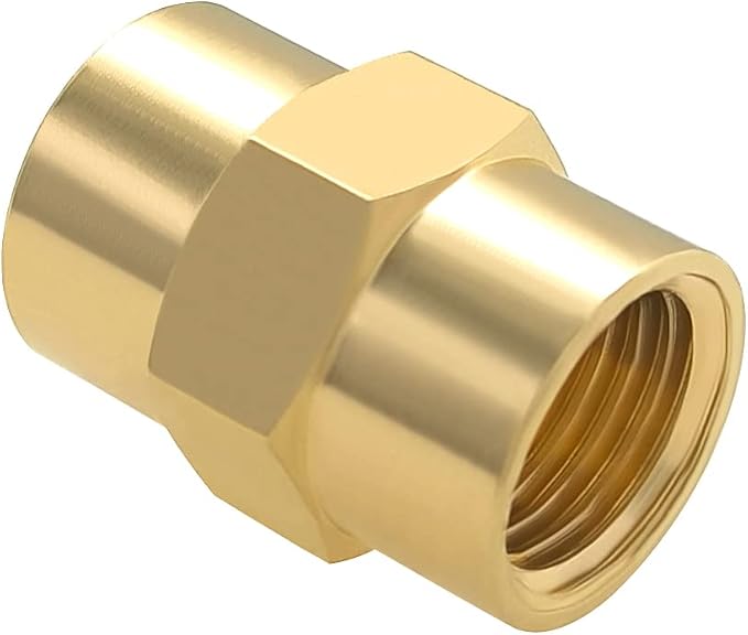 Hooshing 5PCS Brass Coupling Pipe Fitting, 1/4" x 1/4" NPT Female Coupler - Image 5