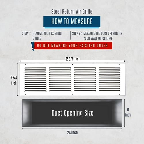 Fits 24x6 Duct Opening | Steel Return Air Grille by Handua | Vent Cover Grill - Image 2