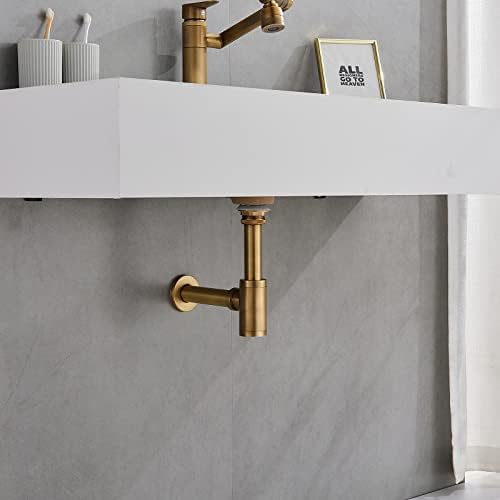 1-1/4" Solid Brass Bottle Trap Overflow Pop-Up Sink Kit Antique - Image 2