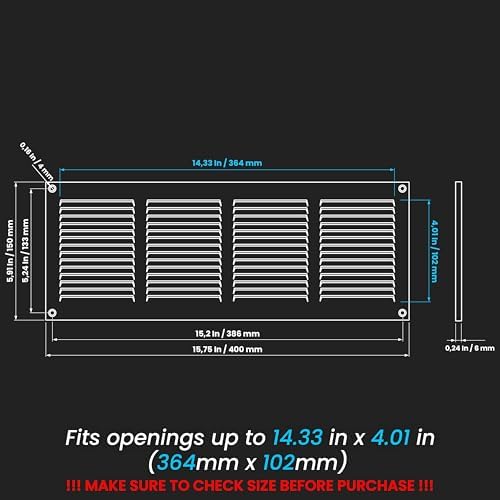 Repa Market 5-Pack Air Vent Cover 16x6 Inch White Galvanized Steel Louvered - Image 2
