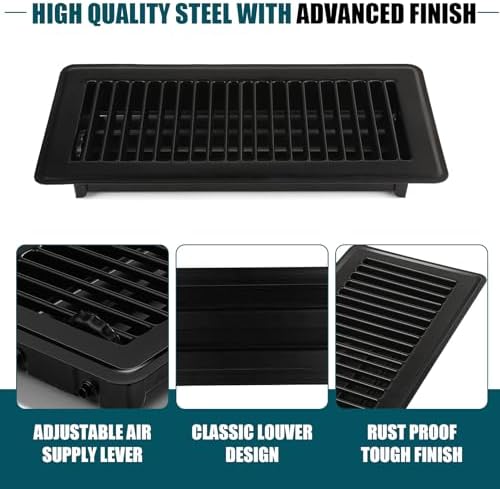 VOISEN Floor Register 4x10, 2 Pack Black Floor Vent Covers - Image 6