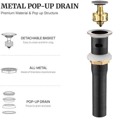 Pop up Sink Drain Stopper for Bathroom Vessel Vanity Sink Art Basin Oil Rubbed - Image 2